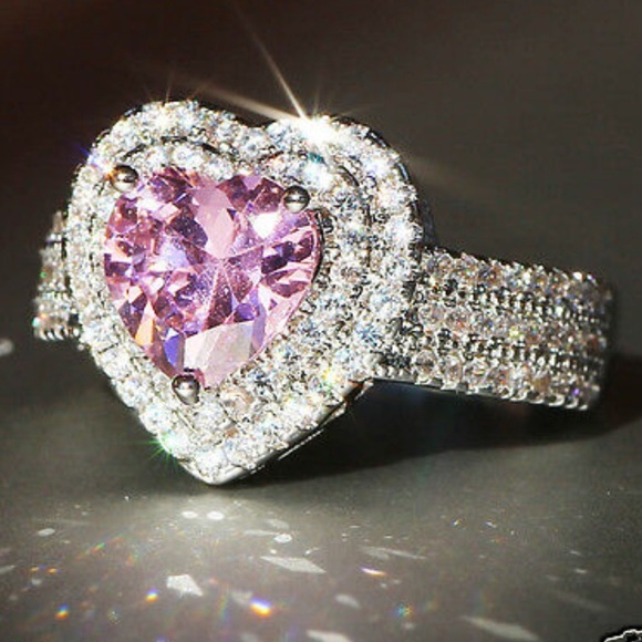 🆕 925 Pink Heart Sapphire Ring - Picture 12 of 15